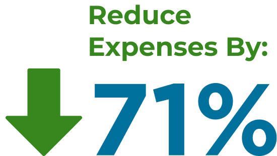 Text saying "Reduce Expenses By: 71%"